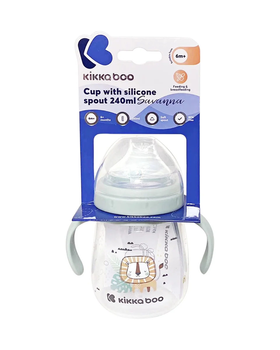 KikkaBoo Hrnek se silikonovým pítkem 6m+ mint 240 ml
