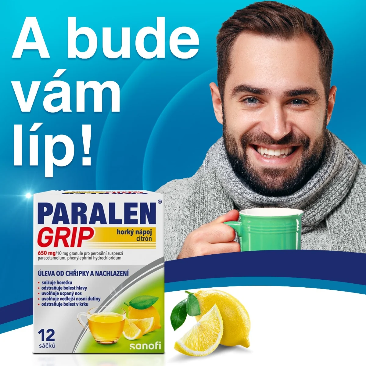 Paralen Grip Horký nápoj citrón 12 sáčků