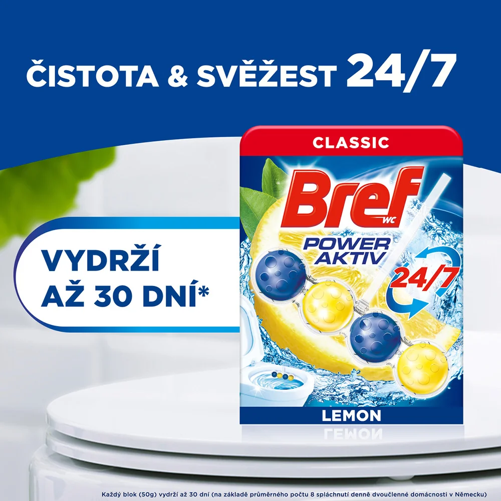 Bref WC blok Power Aktiv Lemon 4x50 g