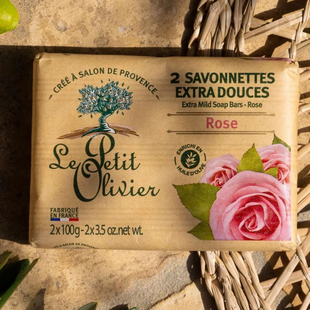 Le Petit Olivier Extra jemné mýdlo Růže 2x100 g