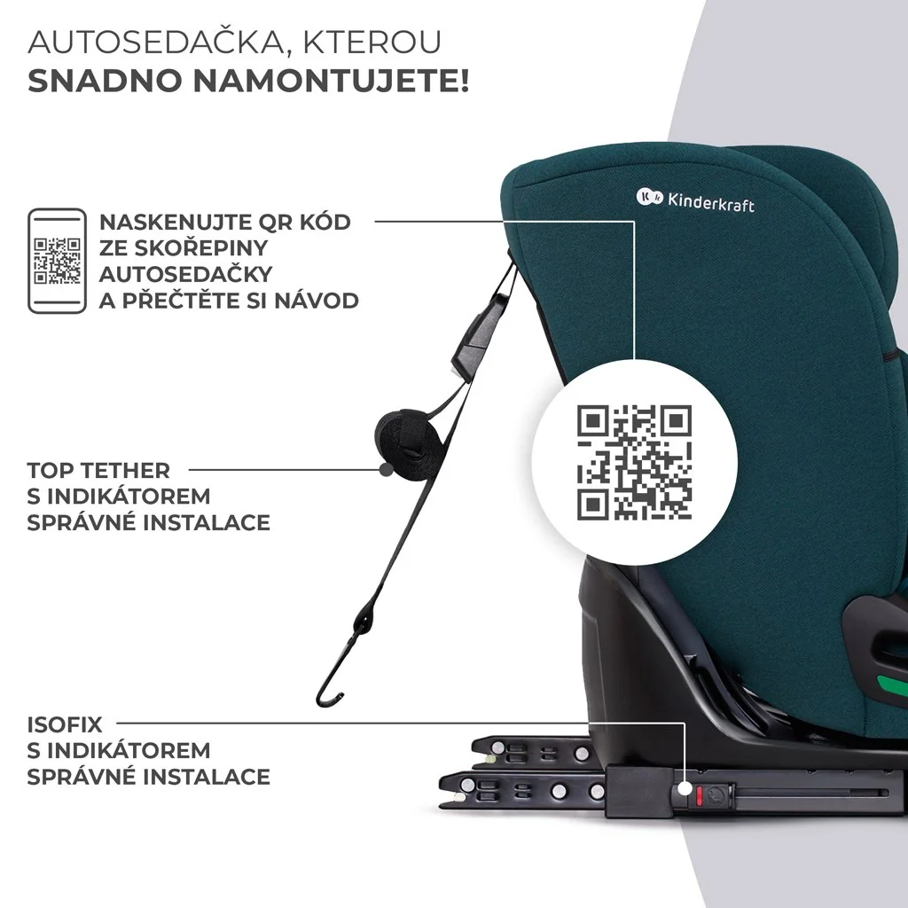 Kinderkraft Autosedačka Oneto3 i-Size 76-150cm + Isofix Cool grey