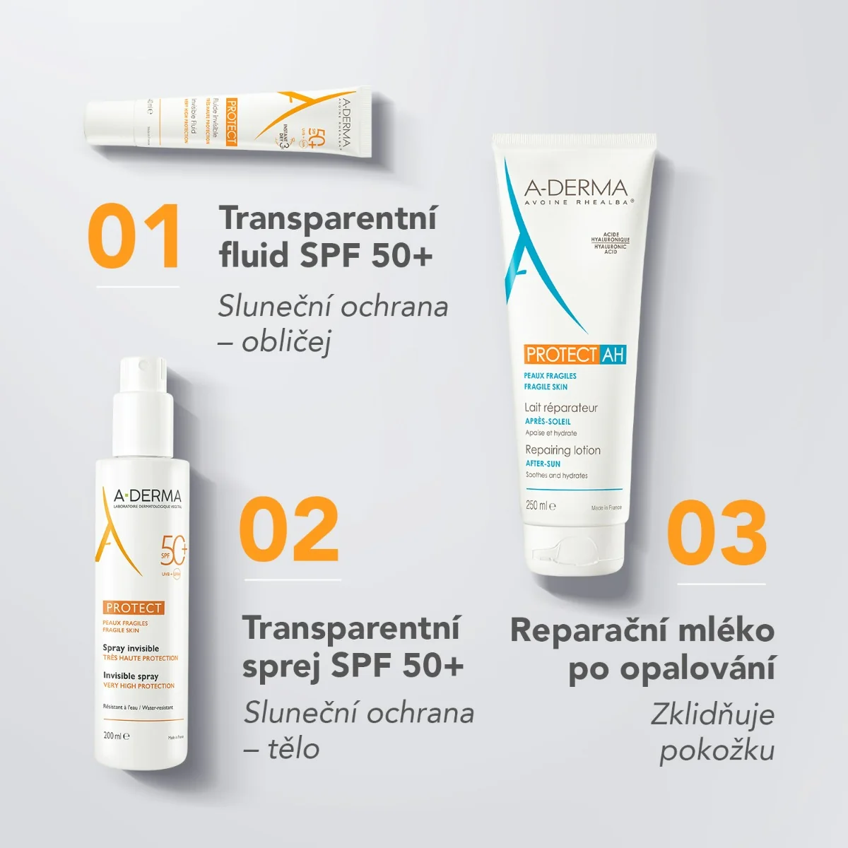 A-Derma Sun Protect transparentní sprej SPF50+ 200 ml