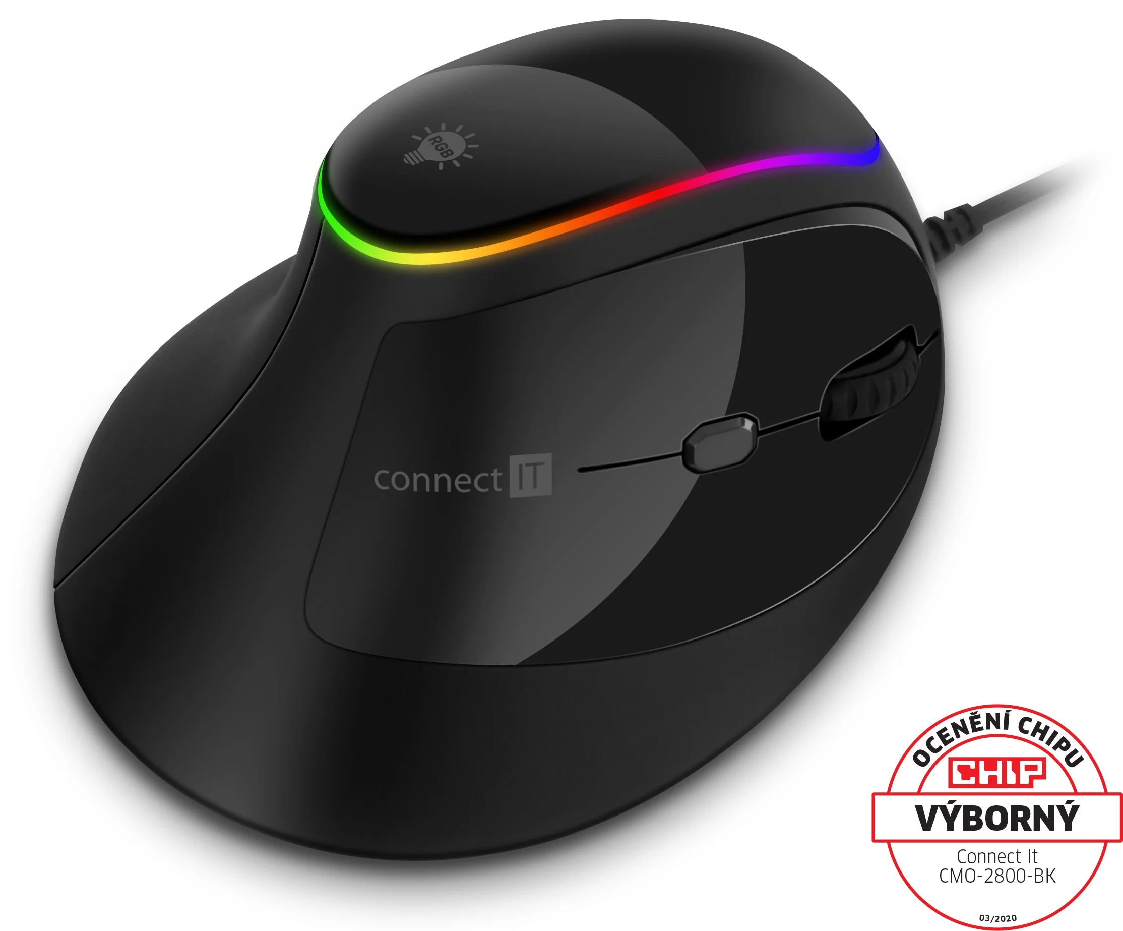 Connect IT For health RGB Ergonomická vertikální myš drátová černá