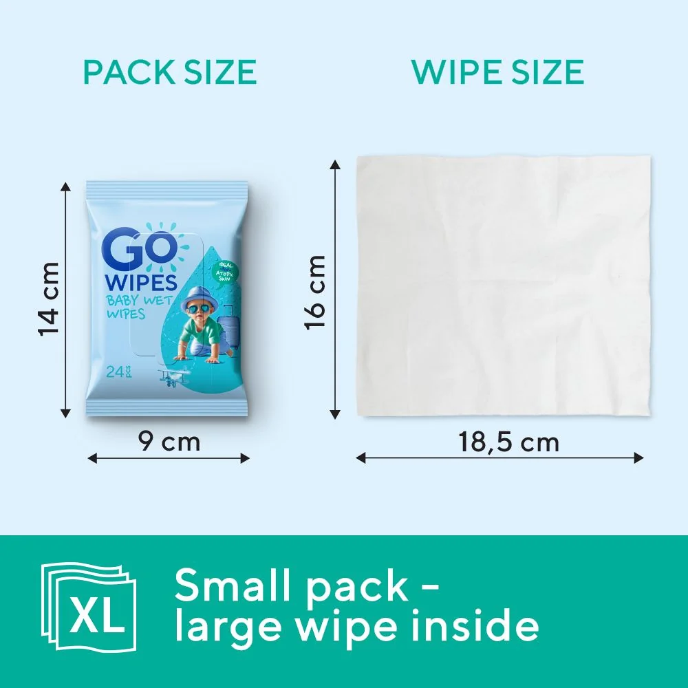 GoWipes Dětské vlhčené ubrousky na citlivou a atopickou pokožku Plastic Free 24 ks