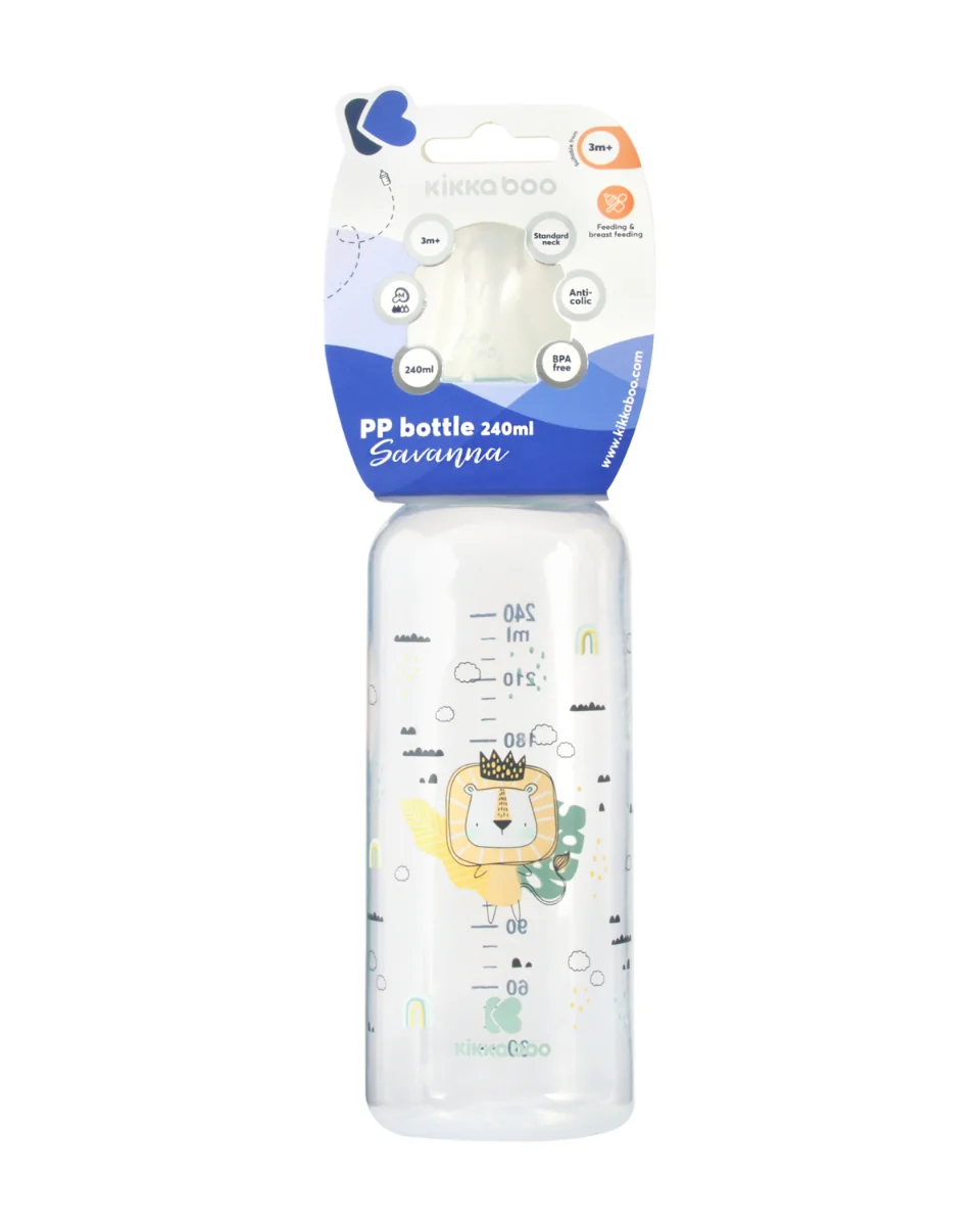 KikkaBoo Kojenecká láhev 3m+ Savanna Mint 240 ml