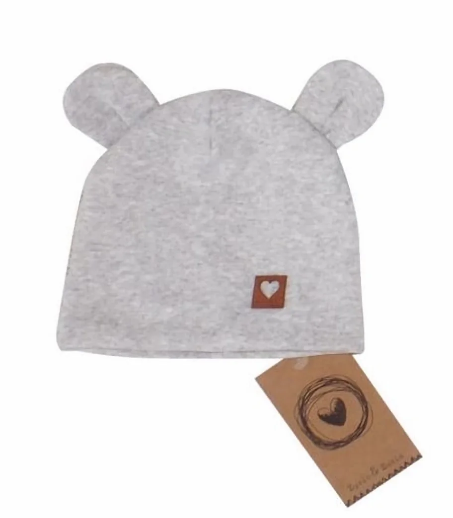 Z&Z Dvouvrstvá bavlněná čepička LOVE TEDDY, šedá vel.  80/86
