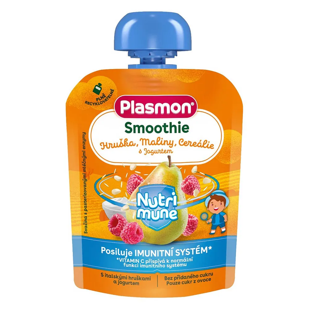 Plasmon Kapsička Smoothie NUTRI-MUNE Hruška a malina s cereáliemi 85 g