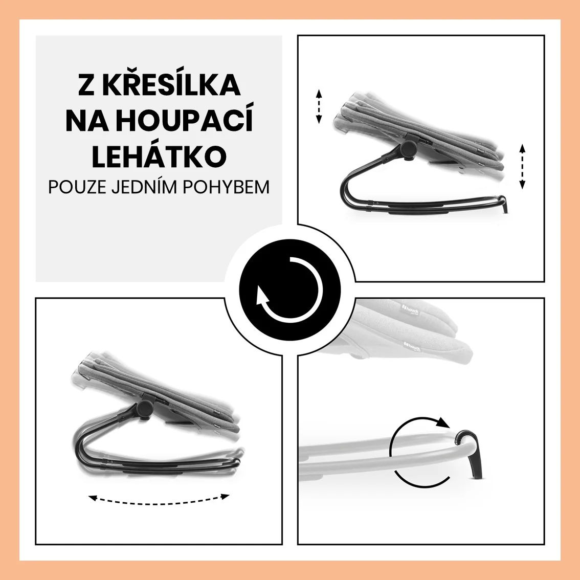 Hauck Křesílko Bouncer 3v1 na židličku Alpha+/Beta+, Dark Grey Melange 