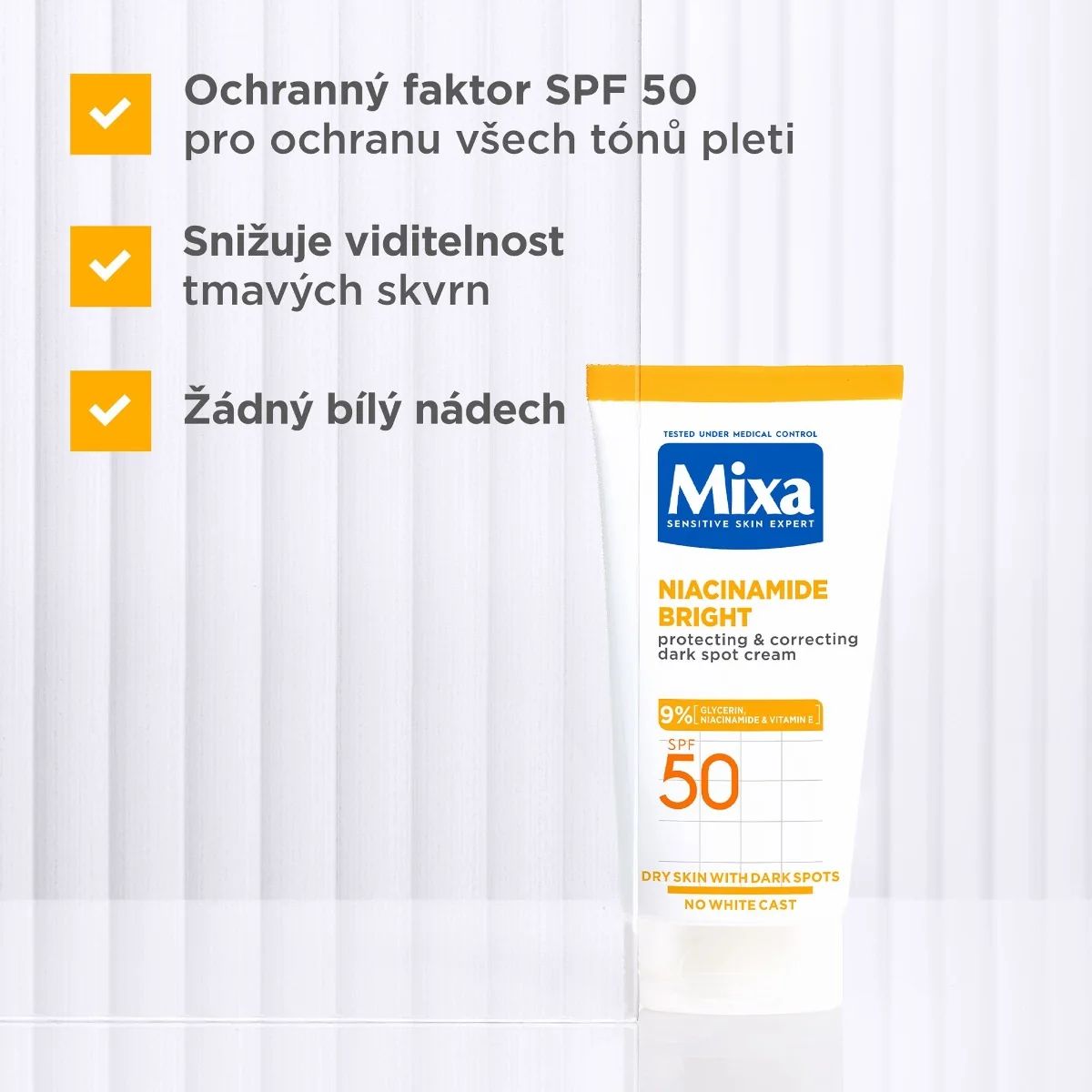 Mixa Niacinamide Bright Krém proti tmavým skvrnám SPF50 50 ml