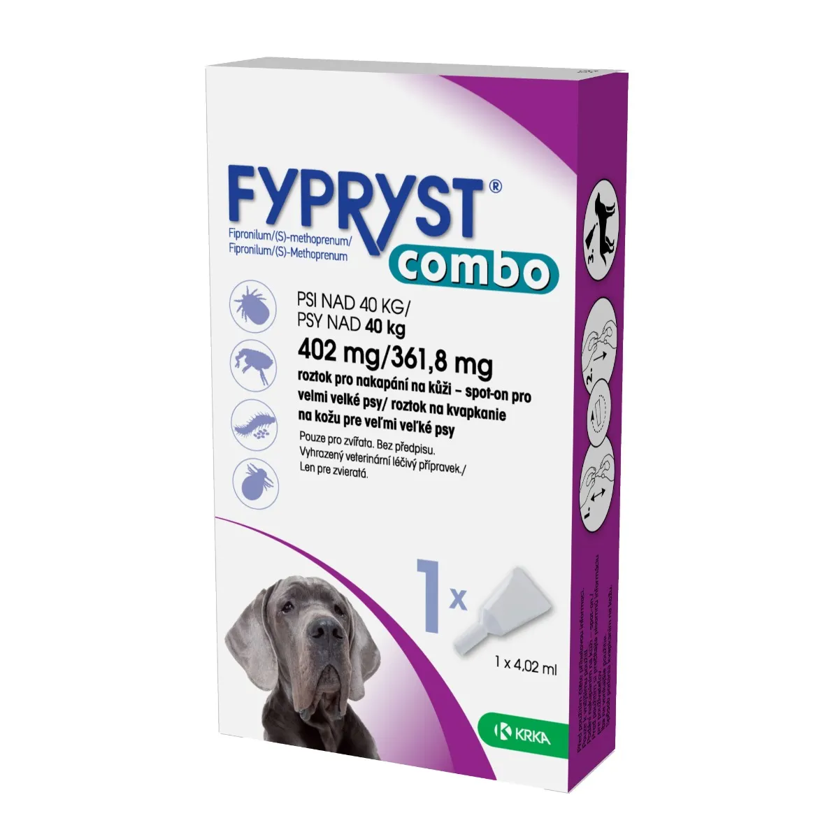 Fypryst Combo spot-on pro velmi velké psy nad 40 kg 402 mg/361,8 mg roztok pro nakapání na kůži 1x4,02