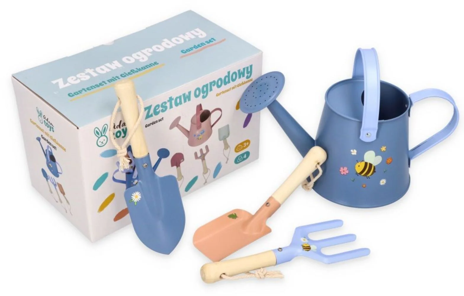 Adam Toys Zahradní set pro děti – 4 ks, modrý, 3+