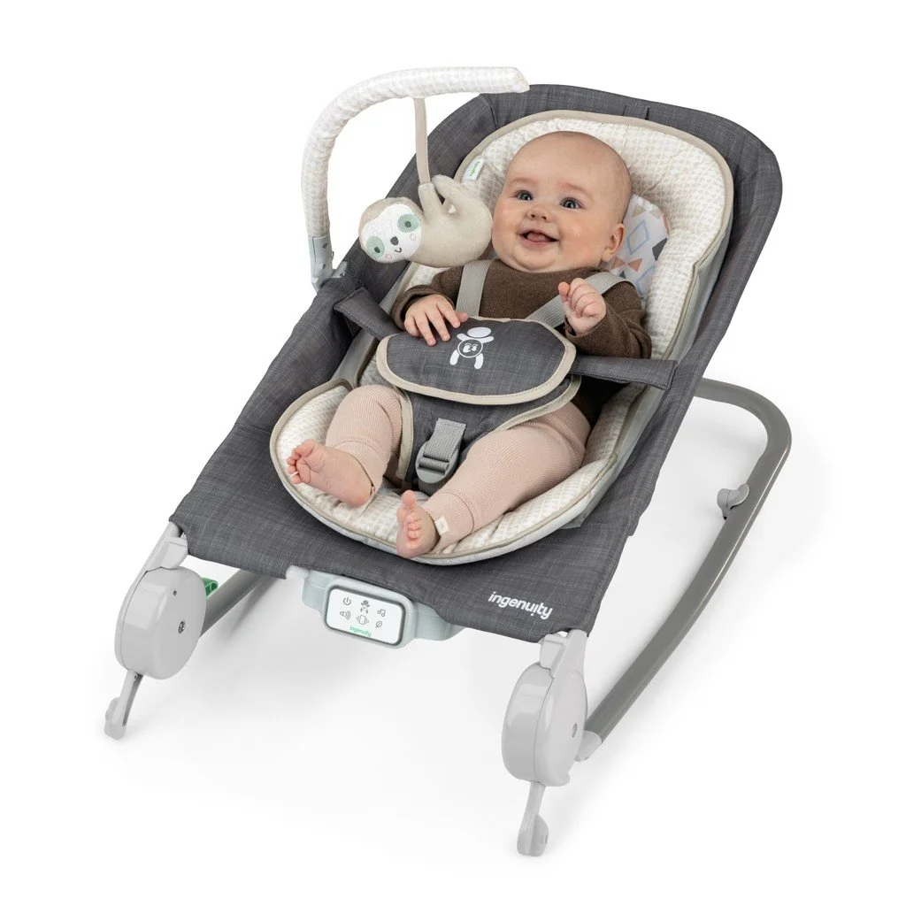 Ingenuity Lehátko masážní vibrující s melodií Happy Belly™ Rock-to-Bounce - Parker™ 0m+