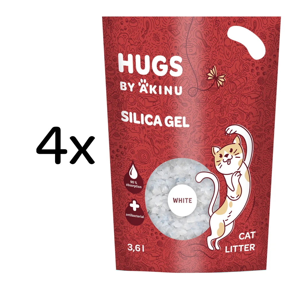 Akinu HUGS by Silika gel bílý stelivo pro kočky 3,6 l MTP 4 ks