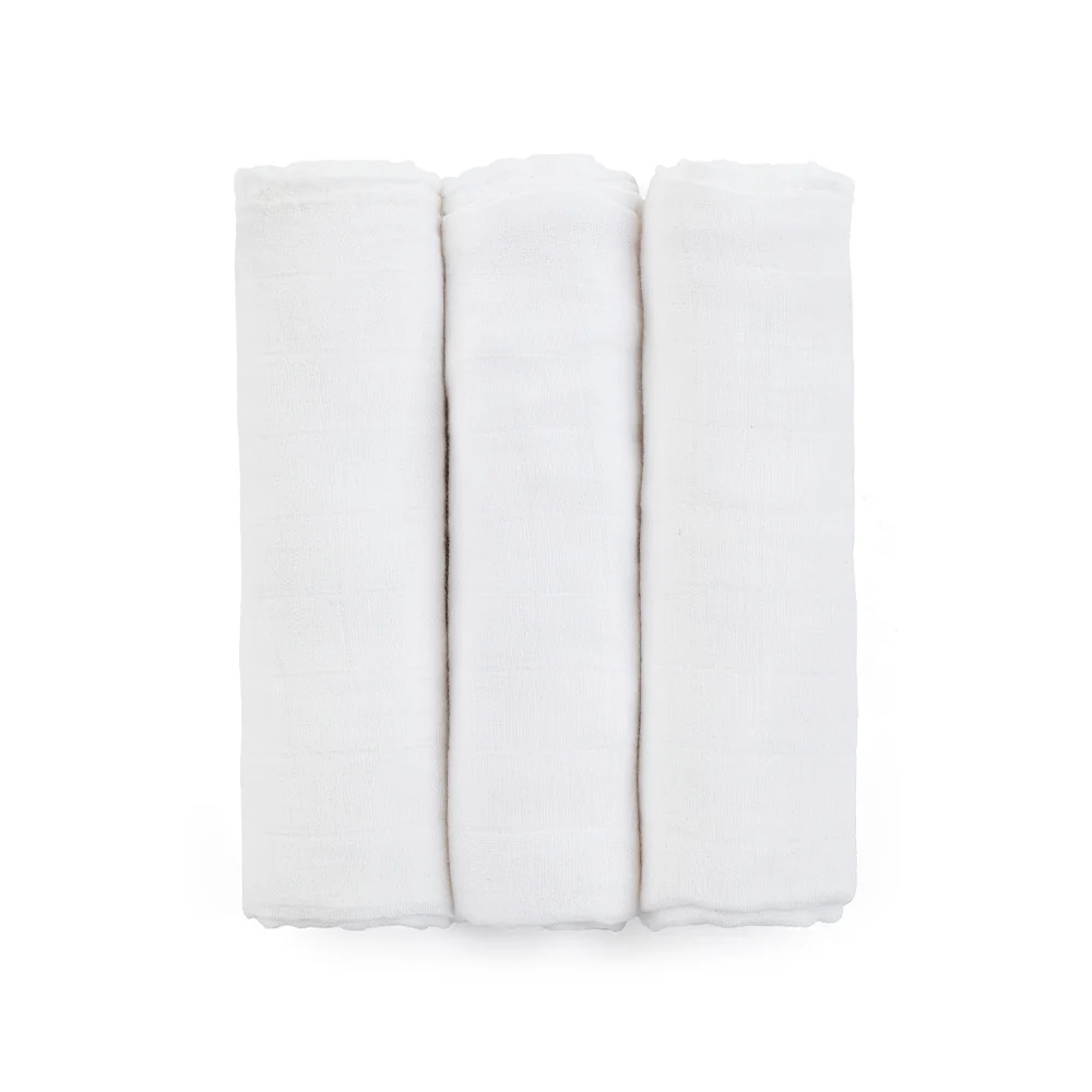 Petite&Mars Sada plen bambusová mušelínová Moussy 68 x 68 cm 3 ks Total White