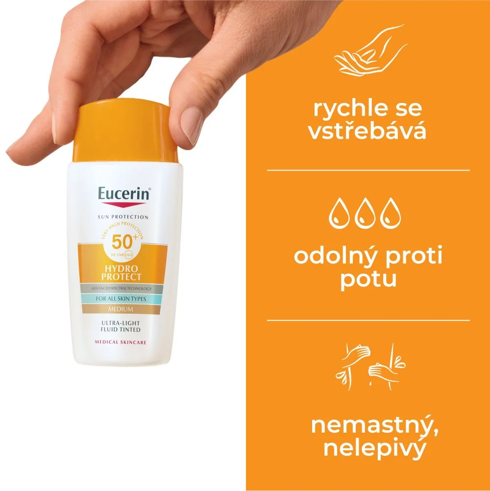 Eucerin SUN Hydro Protect Ultra lehký fluid na obličej středně tmavý SPF50+ 50 ml