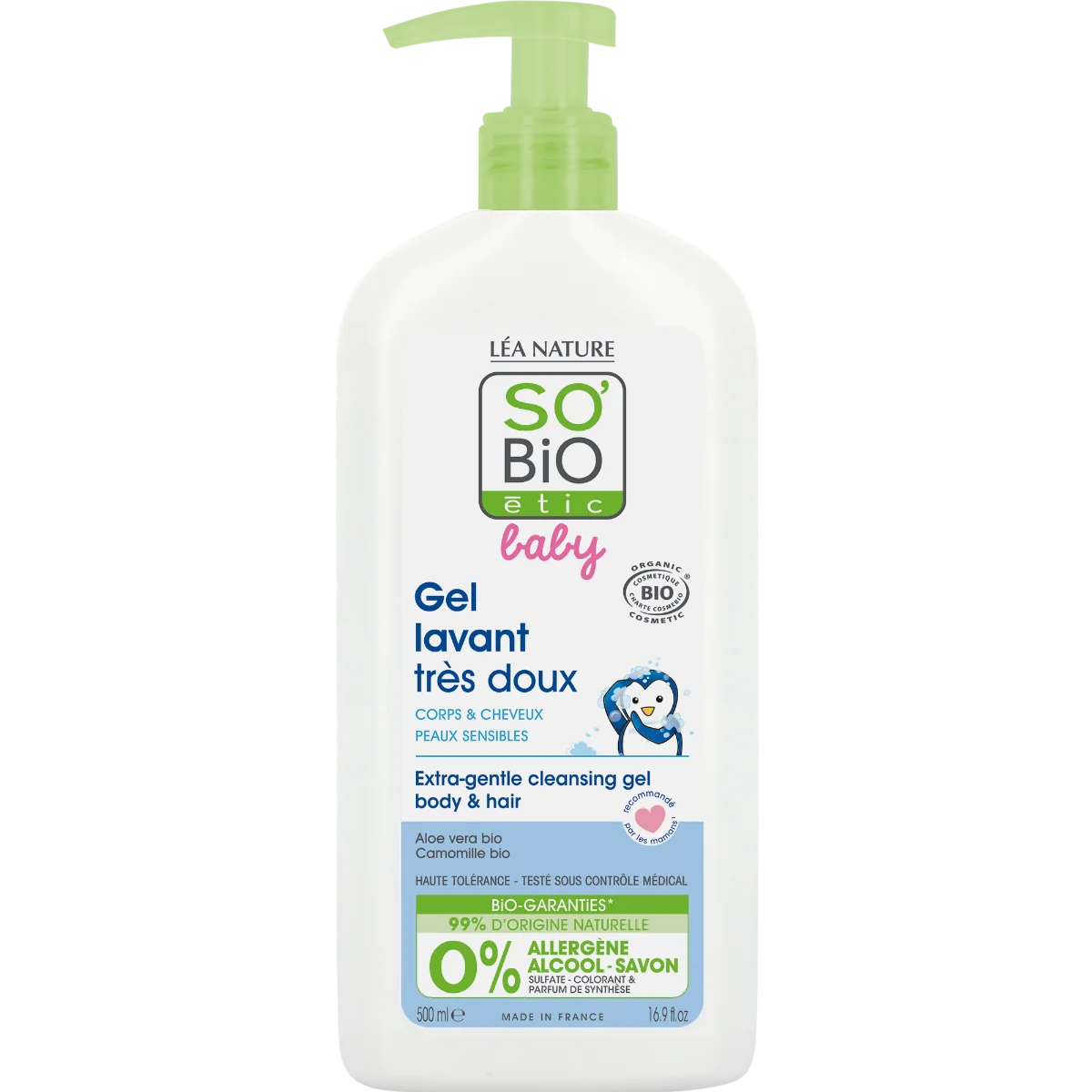SO’BiO étic BABY Mycí gel na tělo i vlasy BIO 500 ml