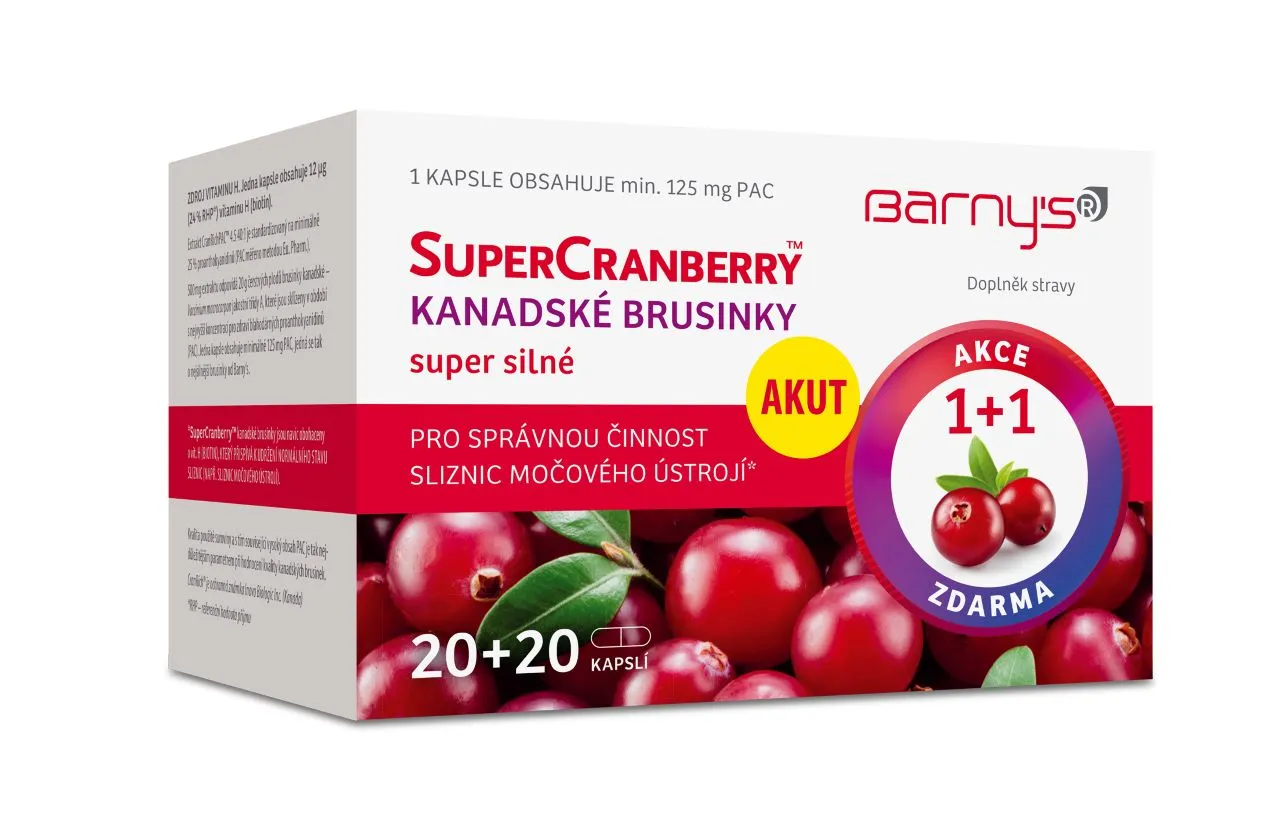 Barny´s SuperCranberry brusinky 20+20 kapslí 1+1 ZDARMA