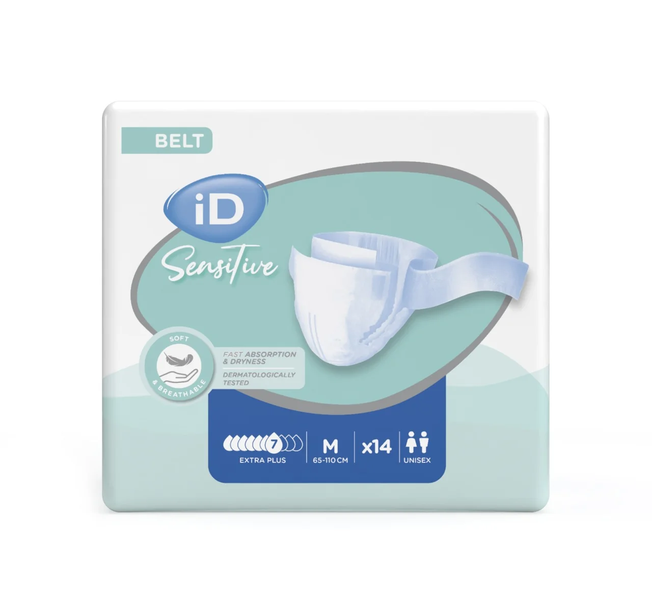 iD Sensitive Belt Medium Extra Plus inkontinenční pleny 14 ks