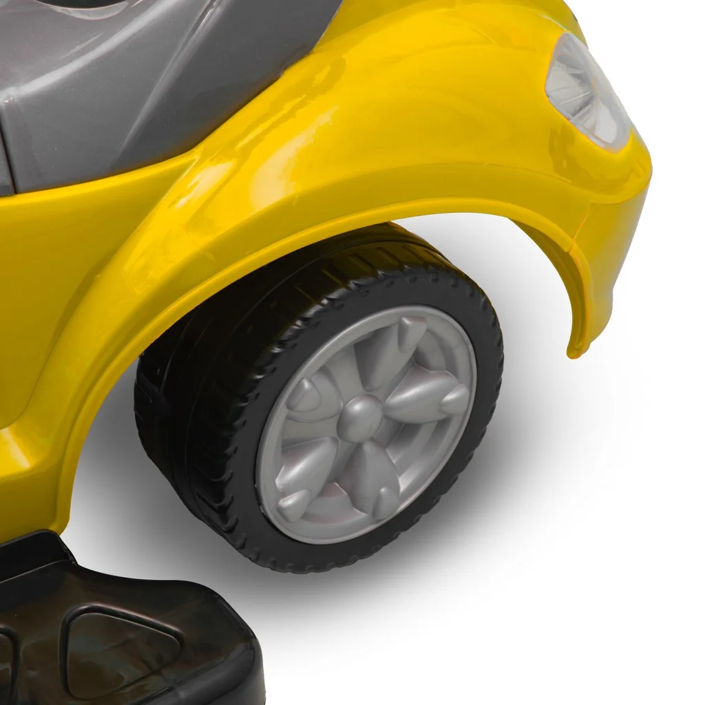Baby Mix Dětské odrážedlo s vodící tyčí 3v1  Mega Car žluté
