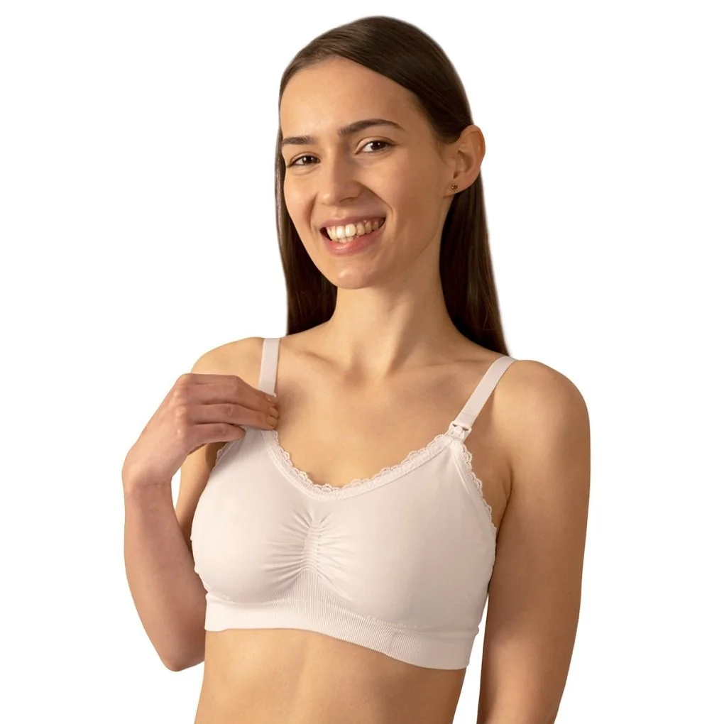 Babyono Kojící podprsenka s krajkou , bílá, B70-75 cm