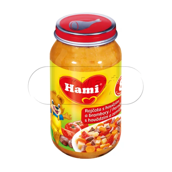HAMI Příkrm rajčata s hovězím a brambory 200g 8M