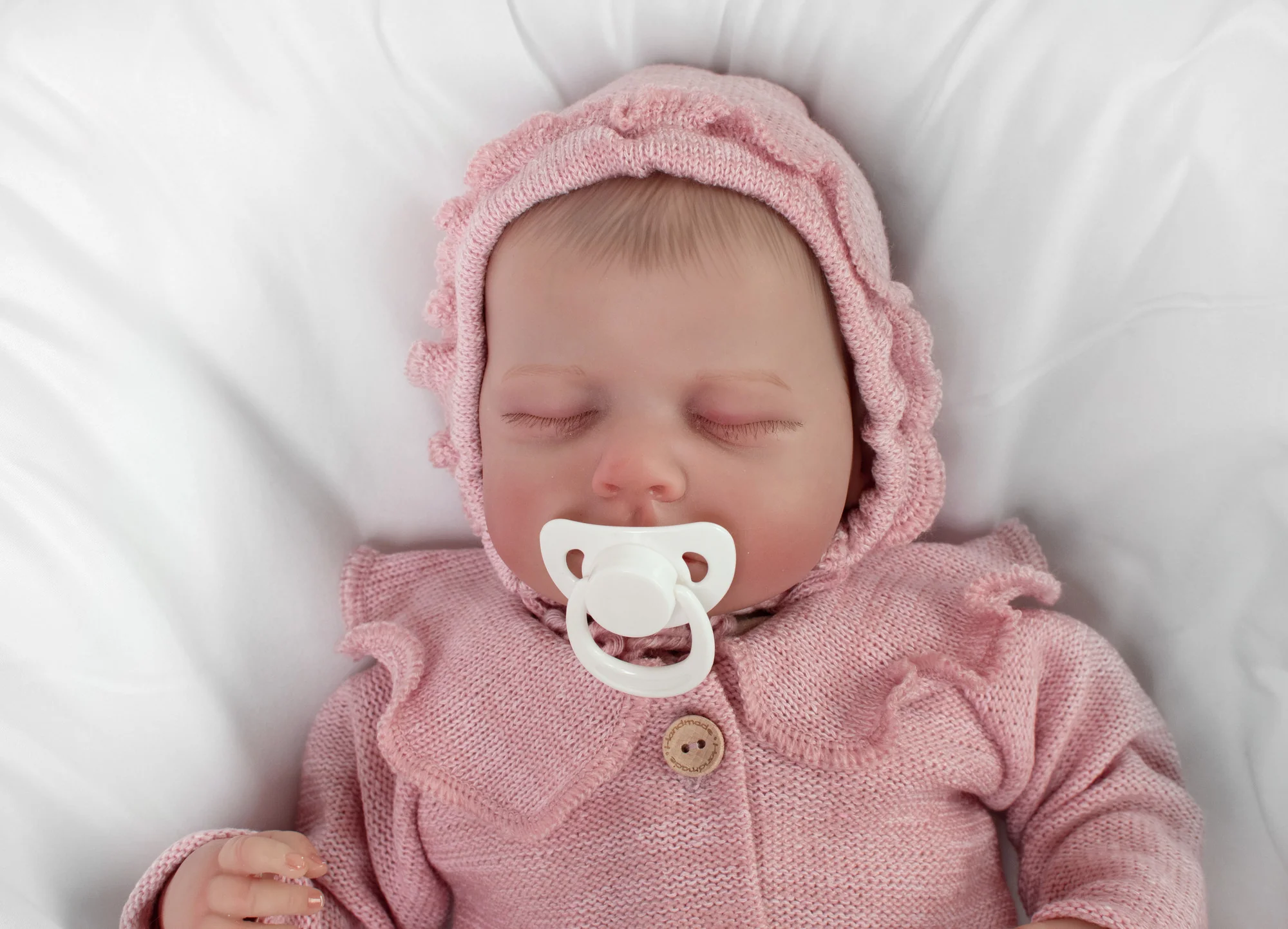 Baby Nellys Pletená čepička bonetka Girl, pudrová, 68/74
