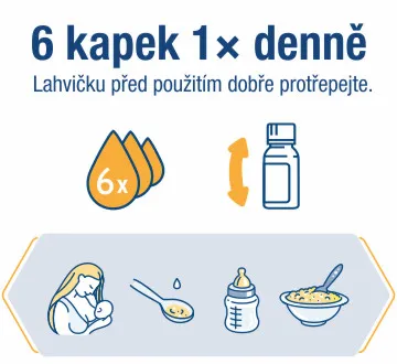 Linex Baby + s vitamínem D 8 ml. Dávkování a užití.