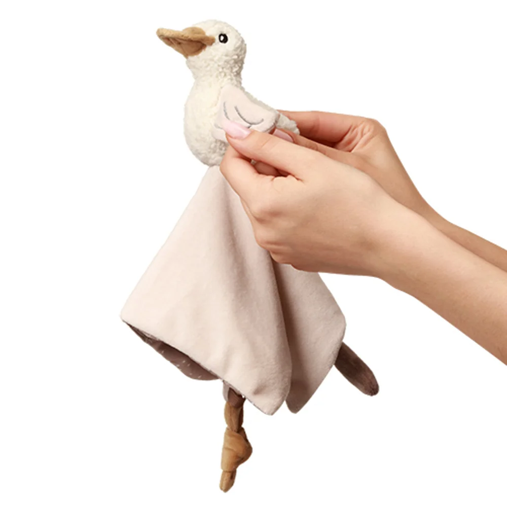Babyono Plyšová hračka/přítulníček GOOSE ZOE držákem na dudlík, krémový