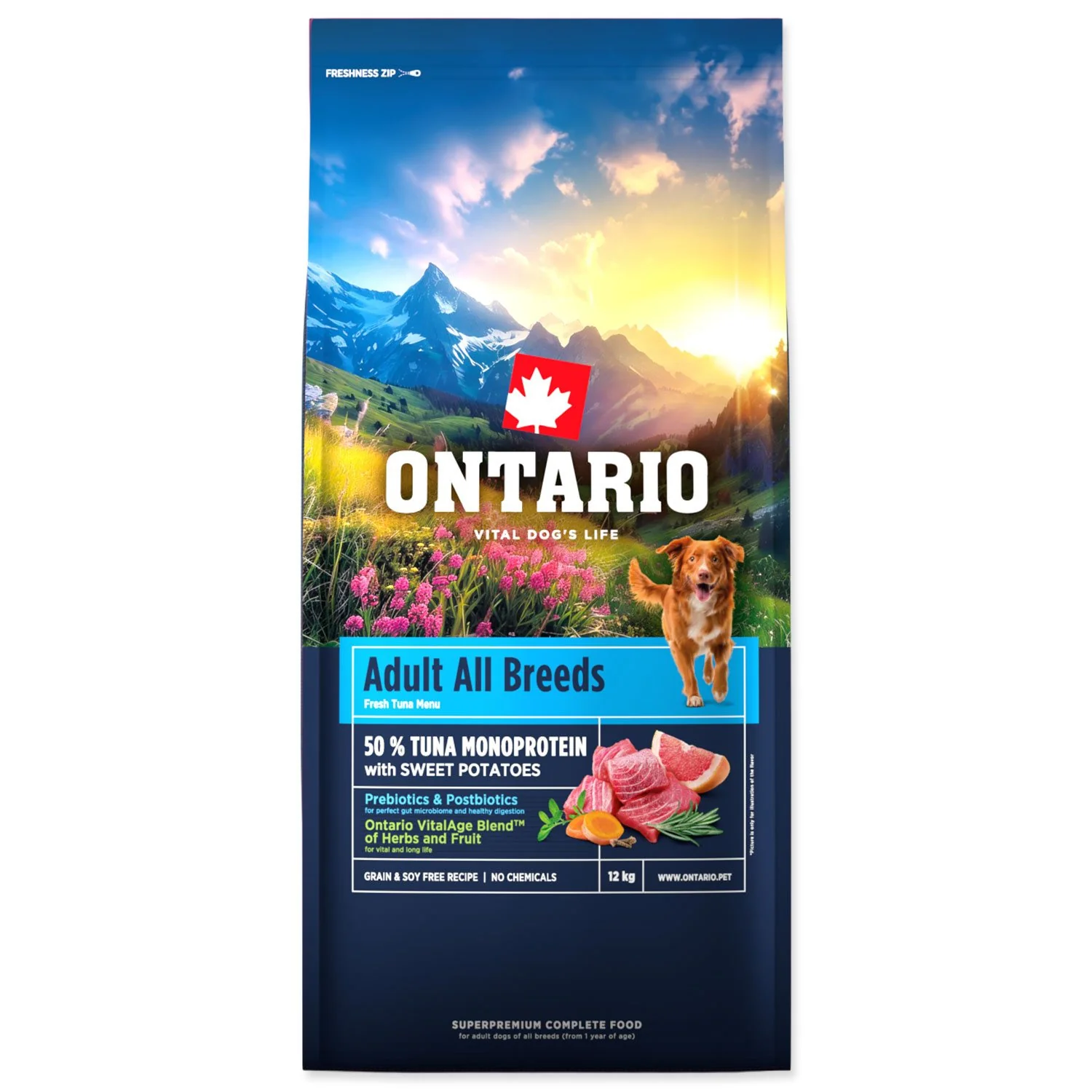 Ontario Krmivo Adult All Breeds Monoprotein Tuna & Sweet Potatoes 12kg