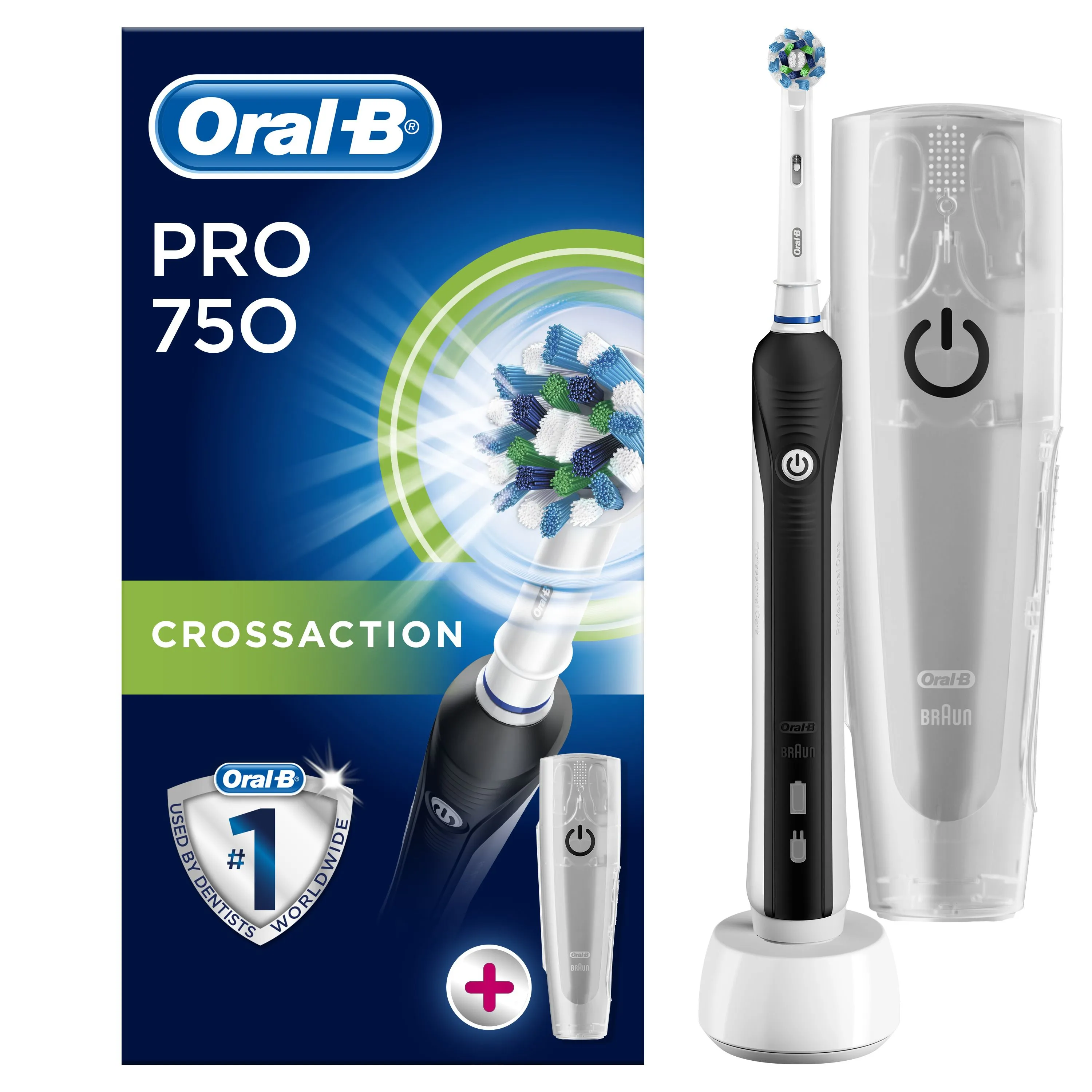 Oral-B Pro 750 Cross Action elektrický zubní kartáček černý + pouzdro