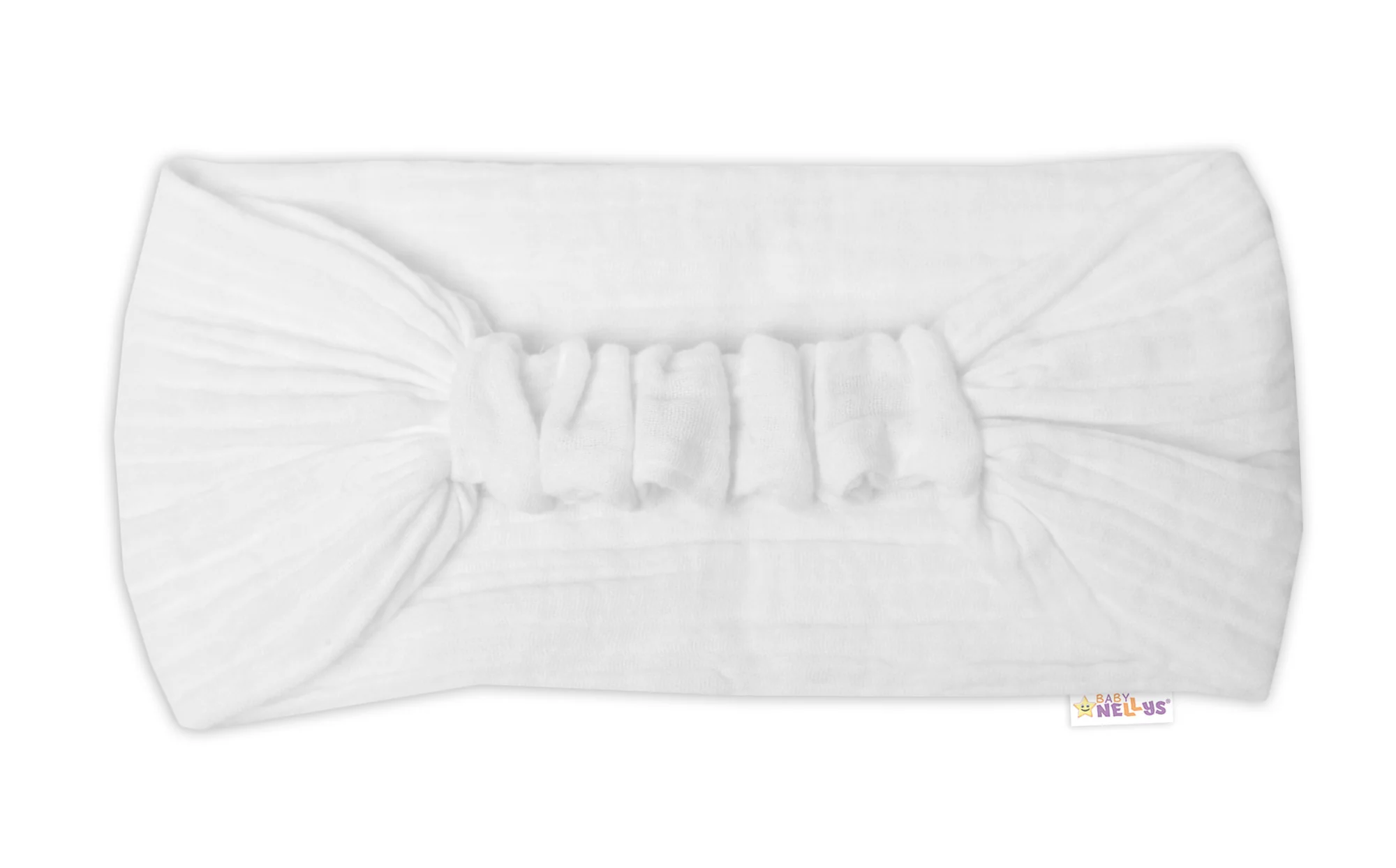Baby Nellys Lehká mušelínová čelenka Bandana, bílá vel. 104/110