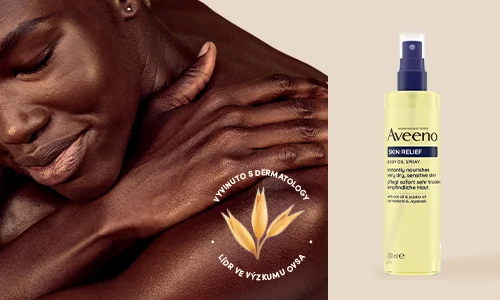Tělový olej ve spreji Aveeno® Skin Relief 200 ml – dodává pokožce hedvábný efekt a dlouhotrvající hydrataci již od 1. použití Tělový olej ve spreji Aveeno® Skin Relief 200 ml – dodává pokožce hedvábný efekt a dlouhotrvající hydrataci již od 1. použití