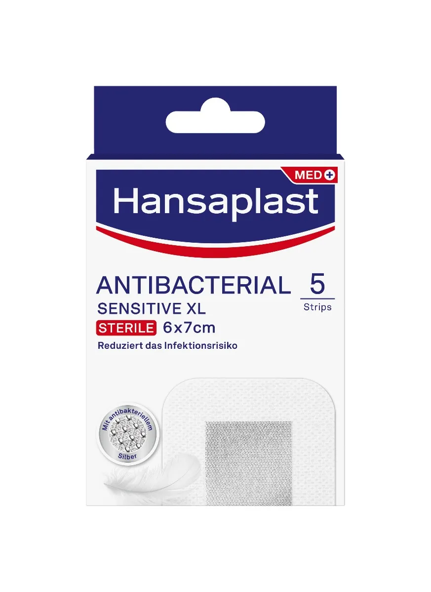 Hansaplast Med Antibacterial Sensitive sterile 6 x 7 cm náplast 5 ks