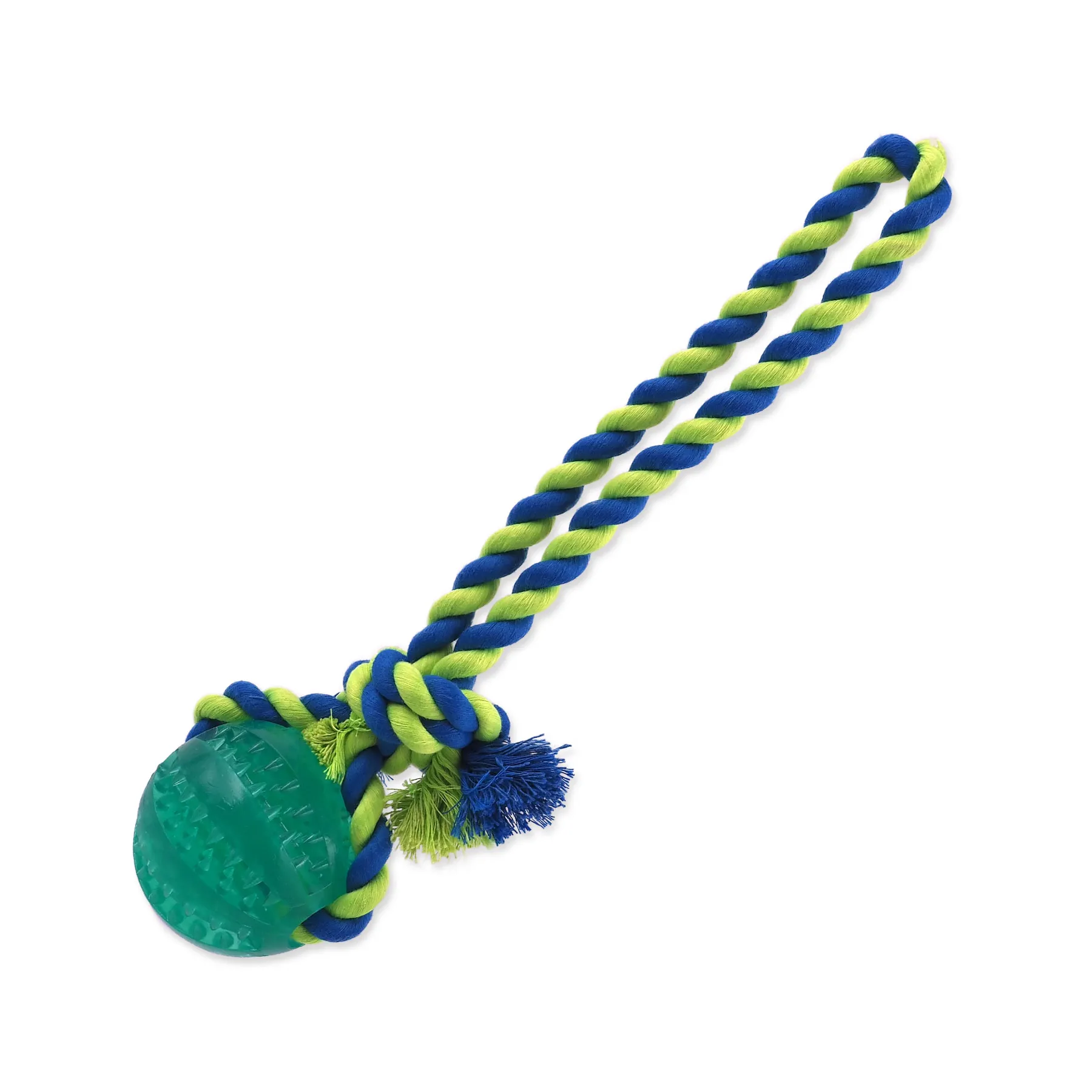 Dog Fantasy Dental Mint míček házecí s provazem 7×30 cm