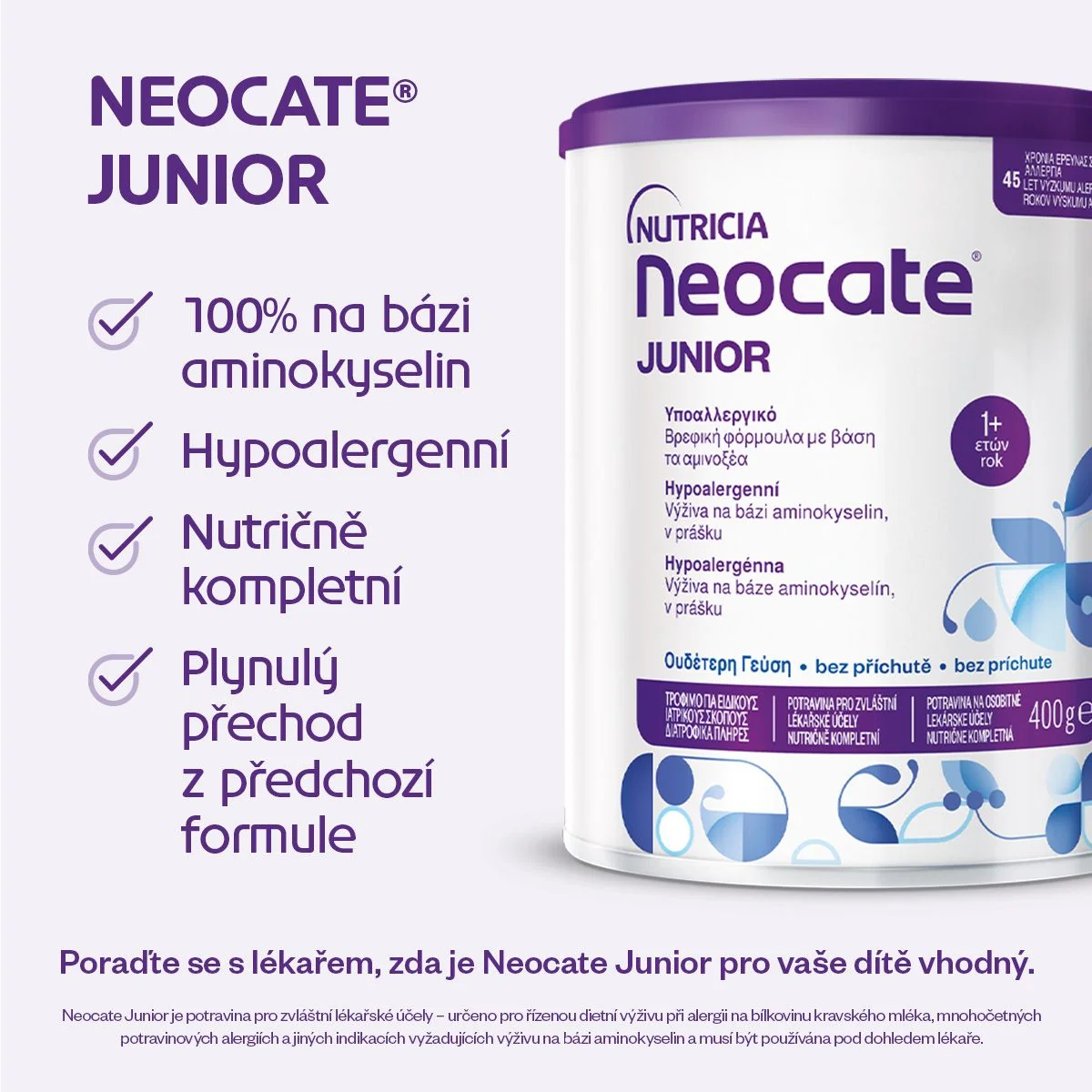 Neocate Junior bez příchutě 2x400 g