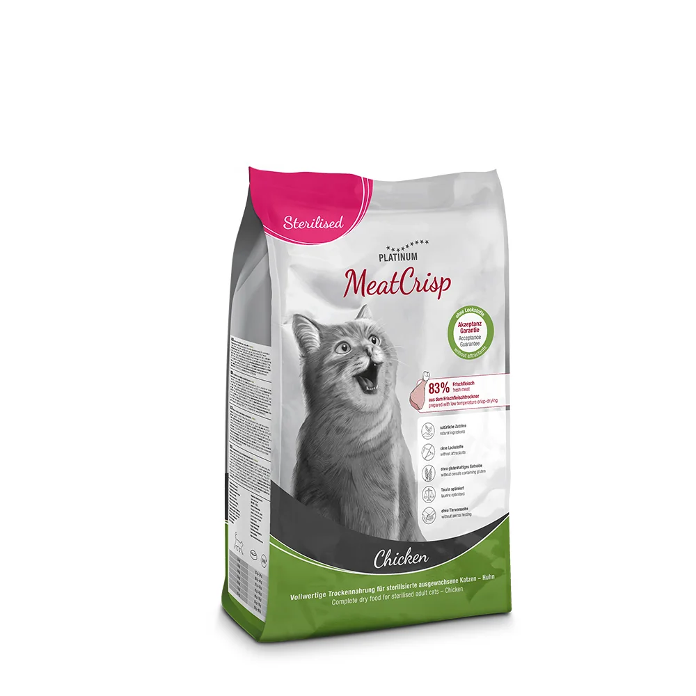 Platinum MeatCrisp Sterilised Chicken - Kuře pro kastrované kočky 1,5 kg 