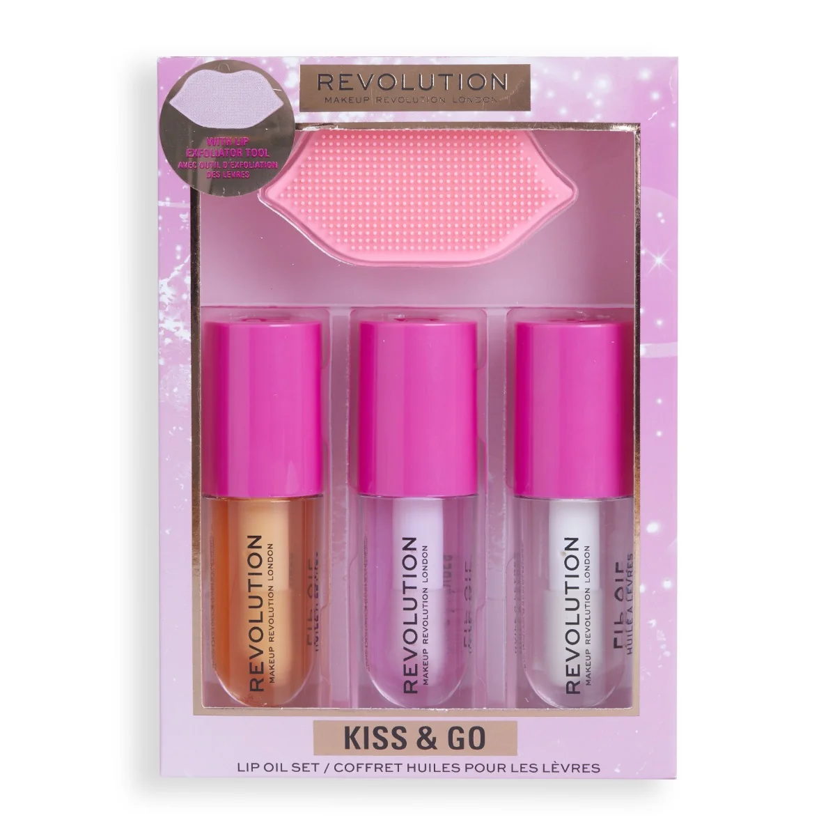 Makeup Revolution Kiss & Go Glaze Lip Care dárková sada 13,5 ml