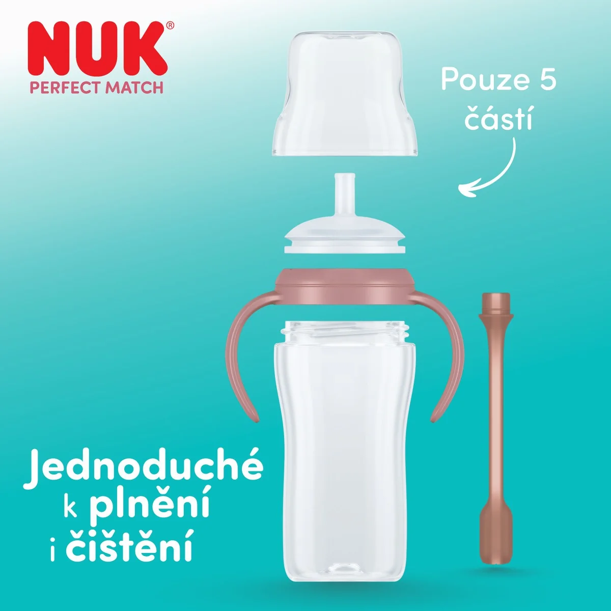 NUK Perfect Match Láhev na učení s brčkem 8m+ 260 ml 1 ks bear