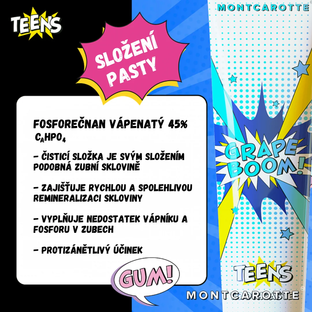 Montcarotte Teens Grape Boom zubní pasta 50 ml