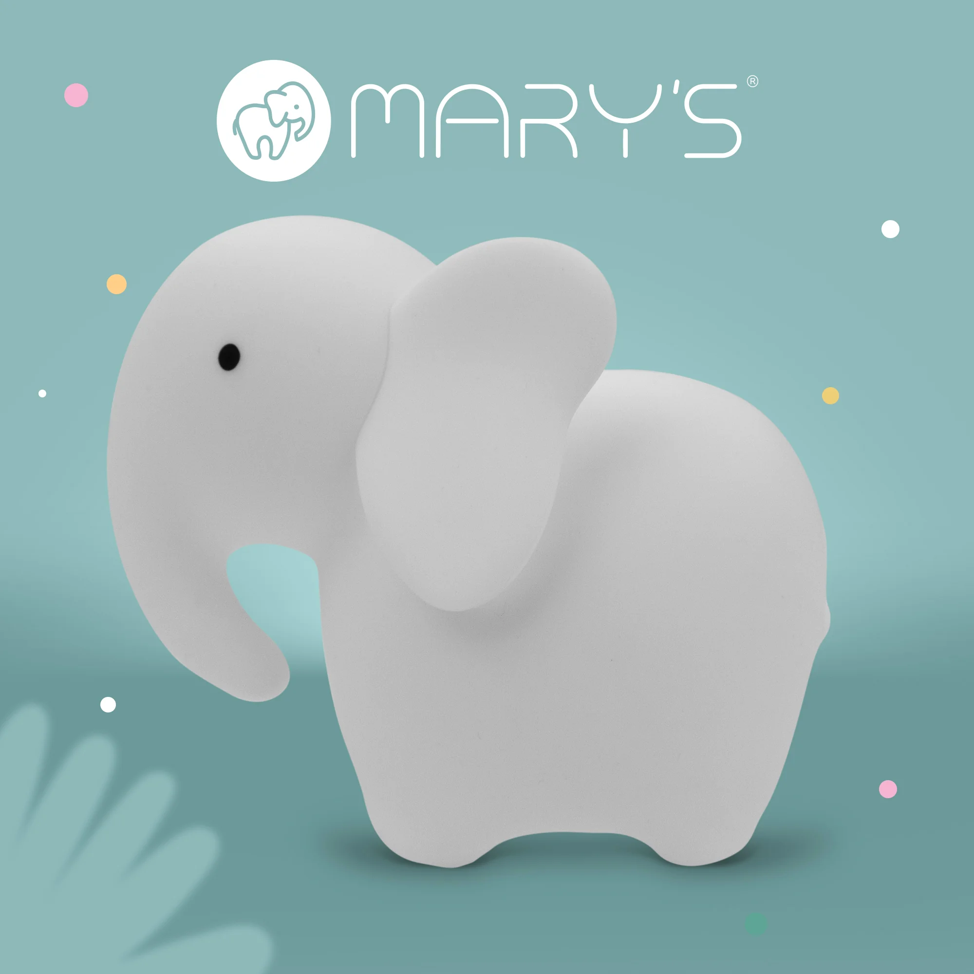 MARY’S LED silikonová noční lampička RGB s dálkovým ovladačem - slon