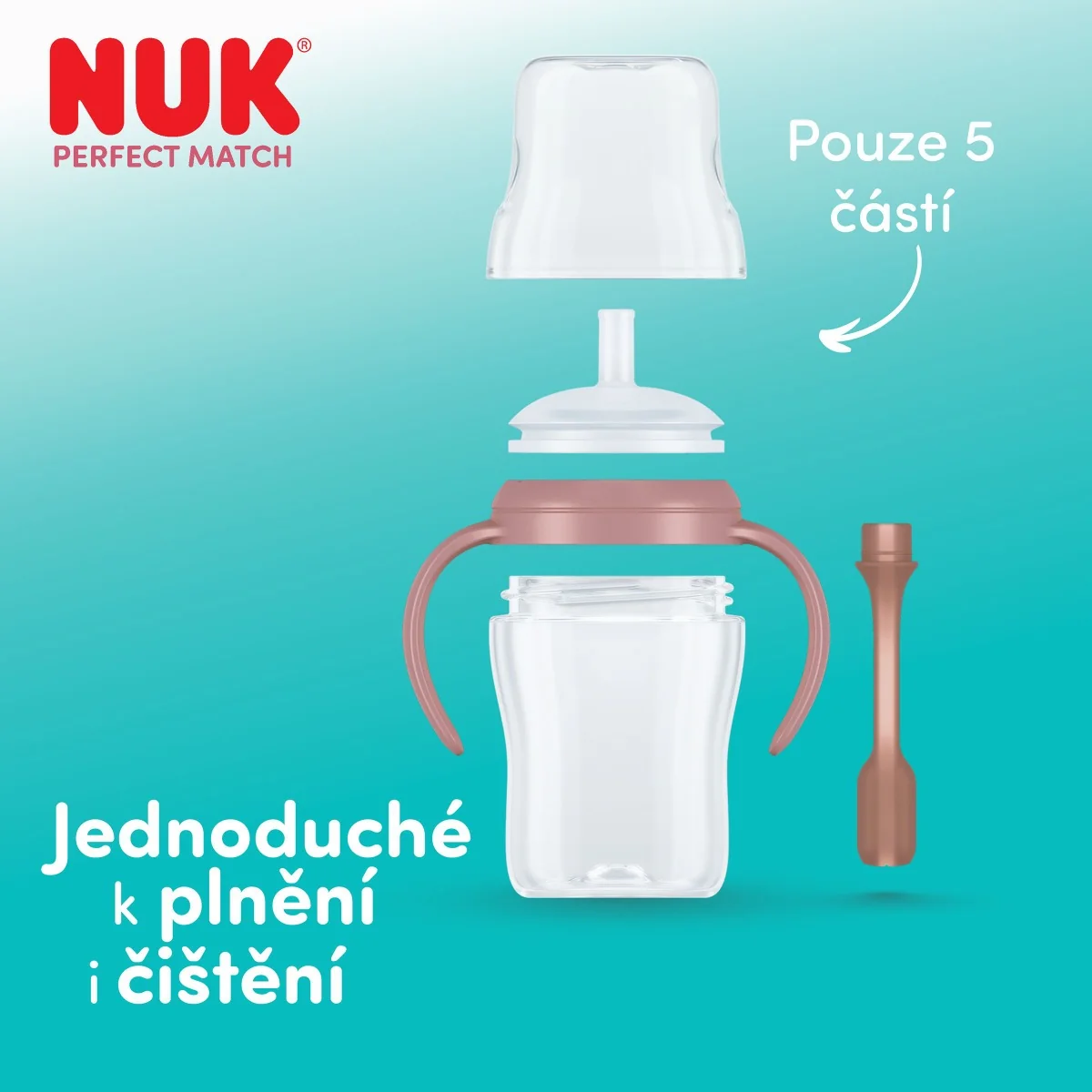 NUK Perfect Match Láhev na učení s brčkem 8m+ 150 ml 1 ks bear
