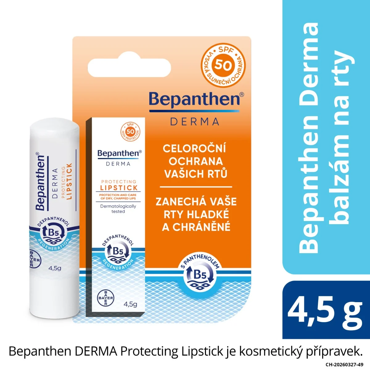 Bepanthen Derma balzám na rty SPF50 4,5 g