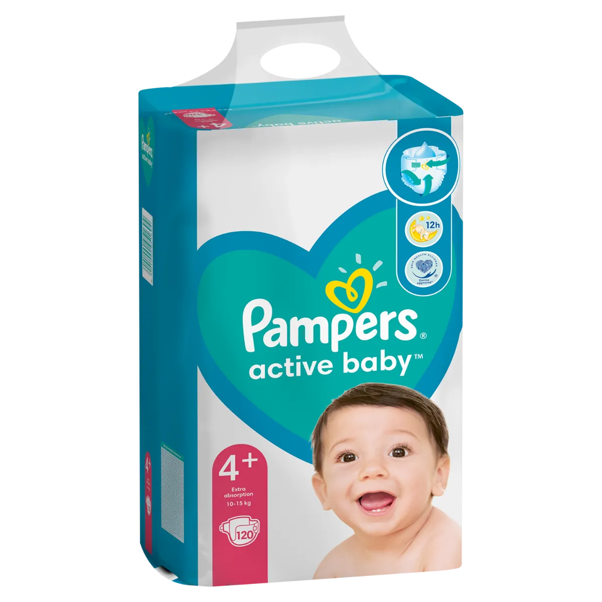 Pampers Active Baby vel. 4+ 10–15 ks dětské pleny 120 ks