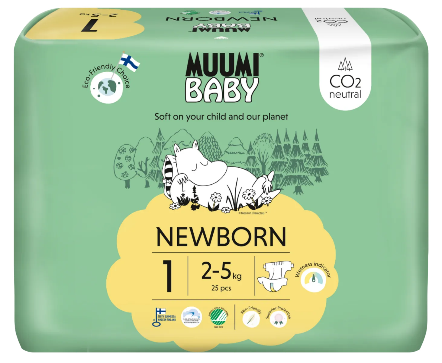Muumi Baby 1 Newborn 2–5 kg eko pleny 25 ks