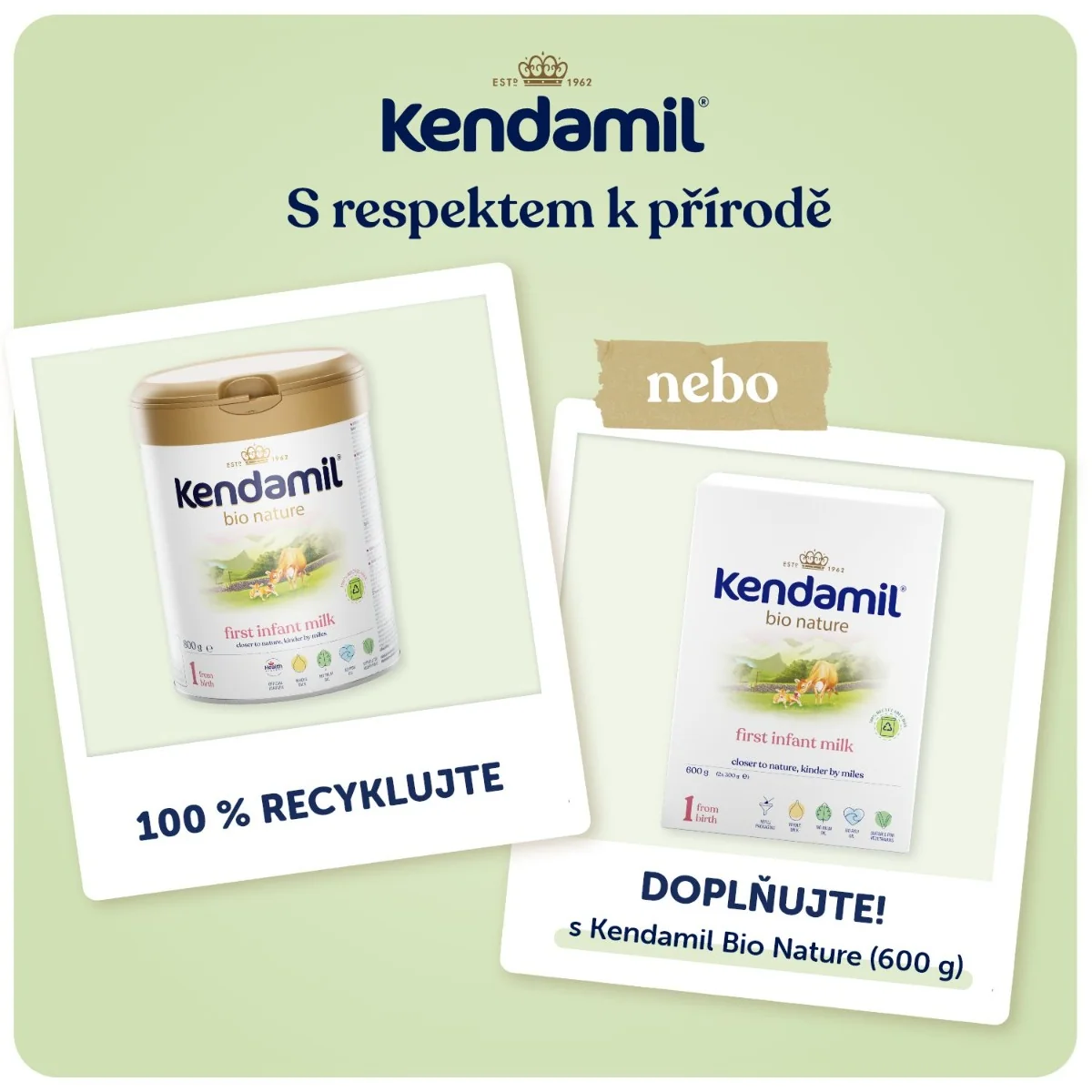 Kendamil 1 BIO Nature Kojenecké počáteční mléko 800 g