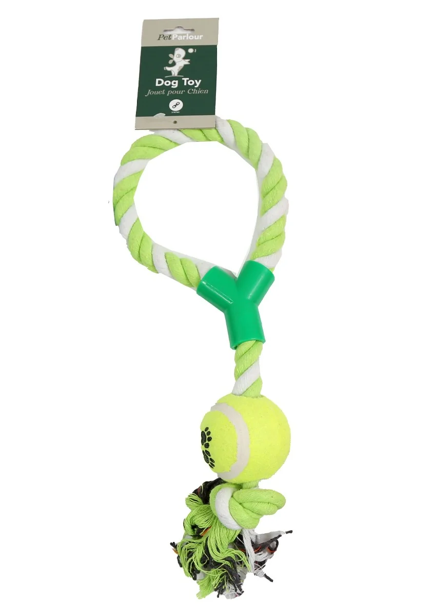 Sifcon Přetahovací hračka pro psy s míčkem 38 cm žlutá