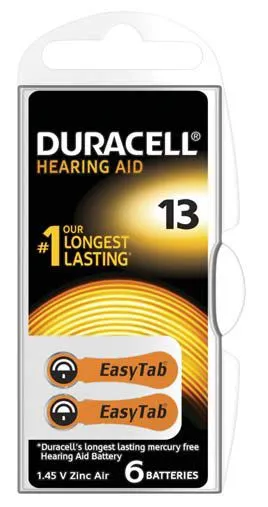 Duracell DA13 Easy Tab baterie do naslouchadel 6 ks