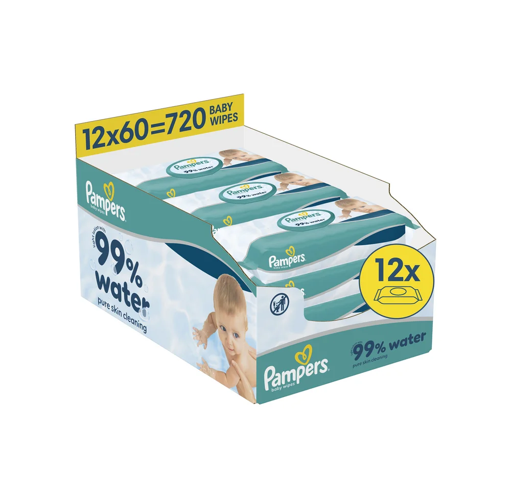 Pampers 99 % Water dětské čisticí ubrousky 12x60 ks