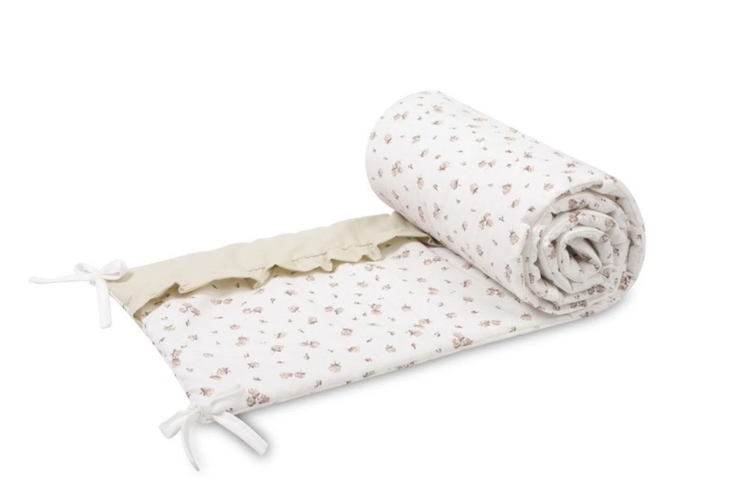 SENSILLO Mantinel do postýlky Rose Beige bavlněný s volánem 180 × 30 cm
