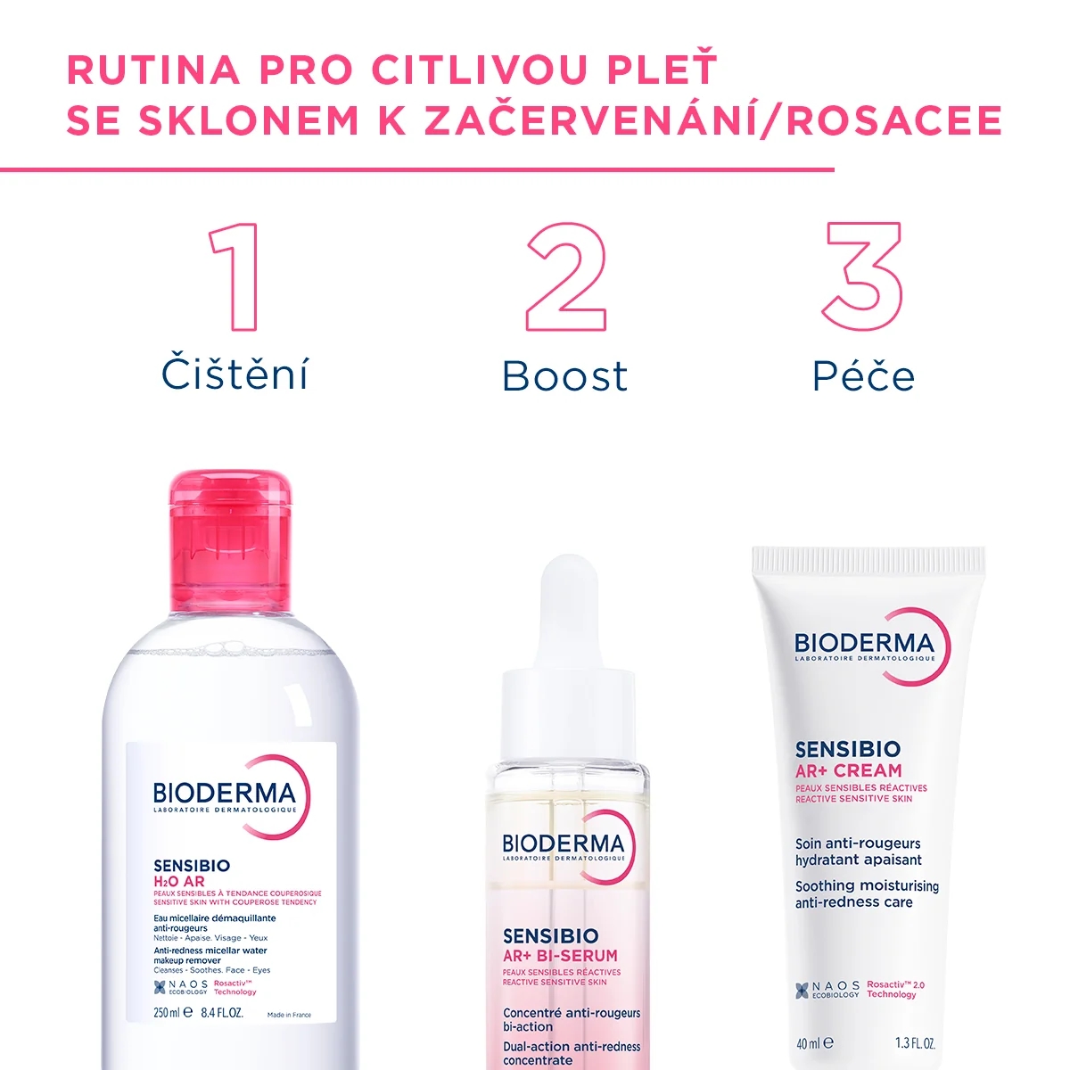 BIODERMA Sensibio H2O AR micelární voda pro citlivou pleť se začervenáním 250 ml